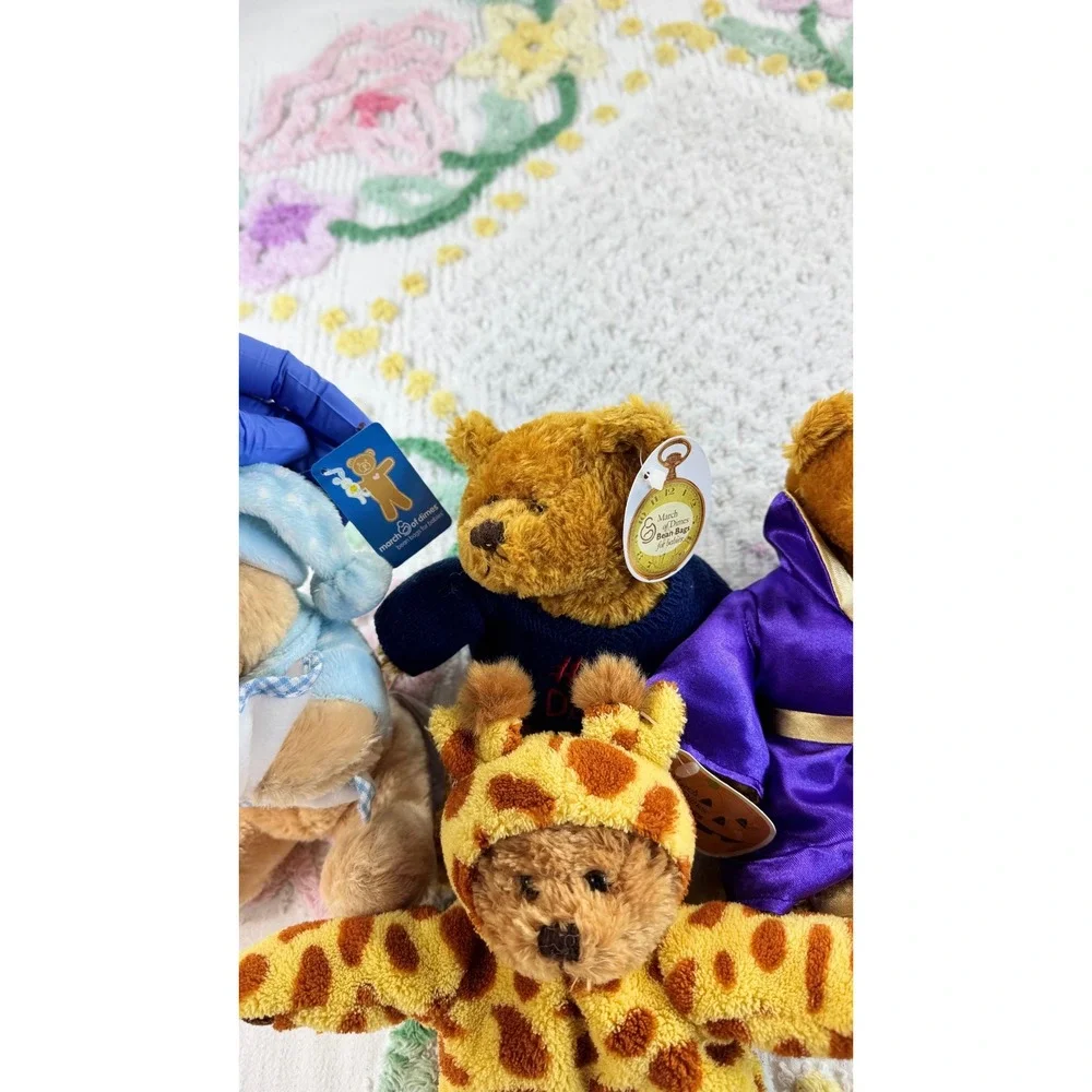 March of Dimes Bean Bag Bears Lot of 4 Giraffe Wizard #1 Dad Pajamas Plush Toy